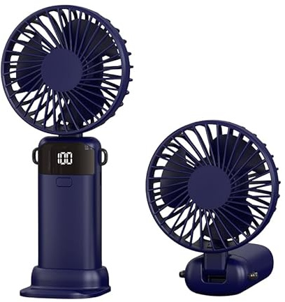 Handheld Fan, Portable Mini 3-in-1 Personal Neck/Desk/Hand Fan, USB-C Rechargeable with 5 Speeds Up to 10H, LED Display, Foldable Desktop Fans for Travel, Commuting, Office, Indoor, Outdoor