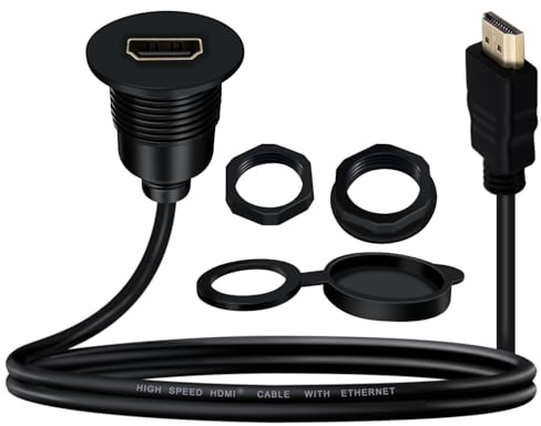 YINGAYOU HDMI Panel Mount Extension Cable 18Gbps HDMI 2.0 Male to Female Cable 4K@60Hz HDMI Car Mount Extension Cable Support 3D HDR ARC for Laptop, Projector, TV, Blu Ray (1 m/3 ft)