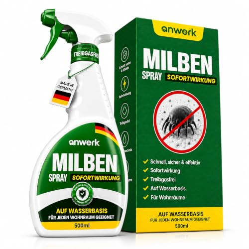 anwerk® Milbenspray für Matratzen 500ml - Extra starkes Anti Milben Spray | Spray gegen Milben im Bett, auf Bettwäsche & Polster - Hausstaubmilben & Bettmilben bekämpfen - Für Hausstaub-Allergiker
