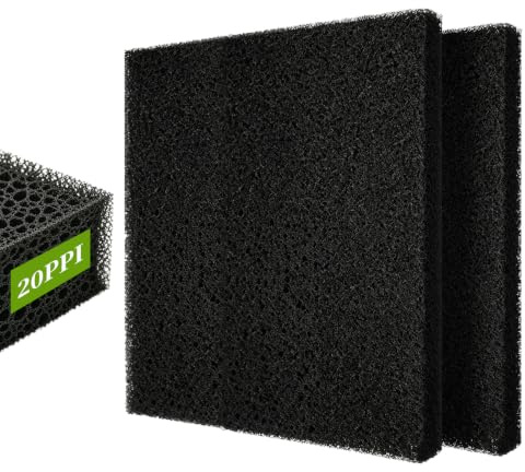lalago 2 Pièces 20 PPI Tampons Filtrants en Mousse, éponge Filtrante Nitrifiante, Découpables sur Mesure, Accessoires de Filtration pour Aquariums, Bassins et Aquariums Récifaux (47x47x2cm, 20 PPI)