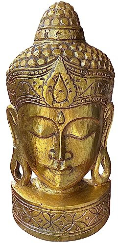 Woru Buddha - Maske Gold, handgearbeitete Holz-Maske aus Bali, Größe ca. 50 cm