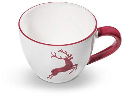 GMUNDNER KERAMIK Teetasse Maxima Füllmenge : 0.4 Liter bordeauxroter Hirsch Geschirr, handgemacht in Österreich