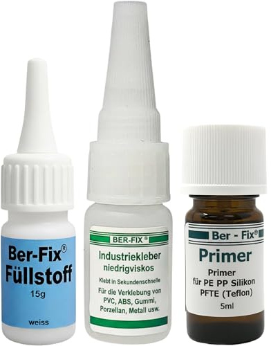 Ber-Fix Primer-Füllstoff Set 10g + 15g + 5ml PE PP Schweißnaht weiß | Primer-Füllstoff Set 10g + 15g + 5ml PE PP Schweißnaht weiß: Primer-Füllstoff-System für PE