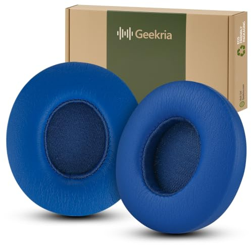 Geekria Replacement Ear Pads Compatible with Beats Solo 2 Wireless (B0534) (Not Compatible with Beats Solo2 Wired) On-Ear Headphones Ear Cushions (Blue)