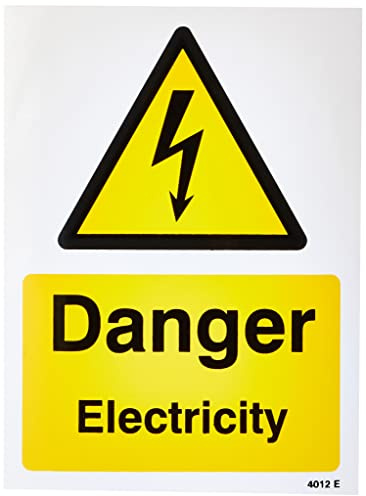 Caledonia Signs 24012E Danger Electricity Sign, Self Adhesive Vinyl, 200 mm x 150 mm