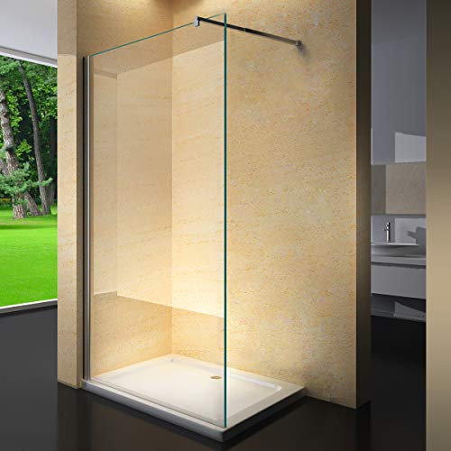 Yellowshop - Parete Doccia Fissa Walk In Cristallo 8 MM Trasparente O Puntinato Opaco Box Cabina Bagno Misure Cm 70 80 100 120 140 (Cm 100, TRASPARENTE)