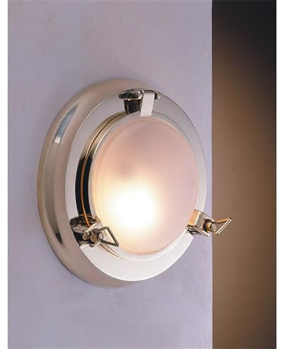 Licht-Erlebnisse Premium Wandleuchte LED aus Messing Glas Ø27,5cm warmweiß Schiffslampe Bullauge Bad Flur Treppenhaus