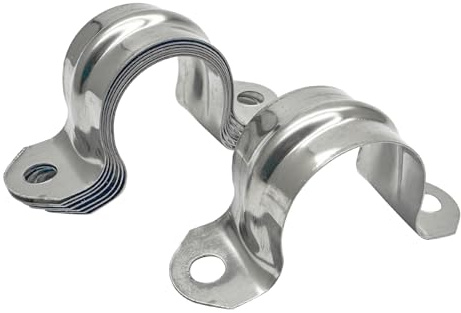 3/4inch Two Hole Strap U Bracket Stainless Steel Tube Strap Tension Clip Assortment Kit Heavy Duty Rigid Pipe Strap Clamp For The Inner Diameter of Water Pipe is 3/4inch 20Pcs (25mm)