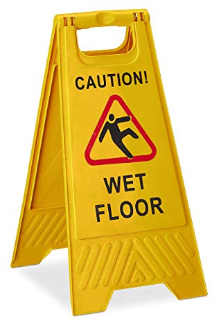 2 x Achtung Rutschgefahr Aufsteller, Englisch, Warnschild Caution Wet Floor, 2-seitig beschriftet, klappbar, gelb | Warnschild Caution Wet Floor, 2-seitig beschriftet, klappbar