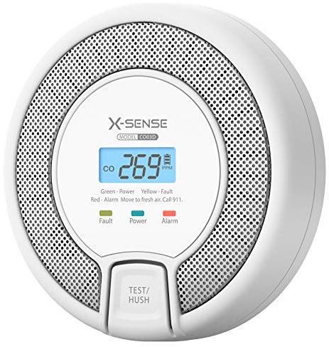 X-Sense Carbon Monoxide Alarm Detector 10-Year Life, Replaceable Battery Operated CO Alarm Detector with Digital Display, Conforms to EN 50291 Standard, CO03D