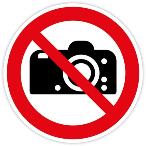 ufkleber Verbotszeichen „Fotografieren verboten“ Hinweis Folie nach ISO 7010 P029 | Ø 5-30 cm Made in Germany, Größe: Ø20 cm