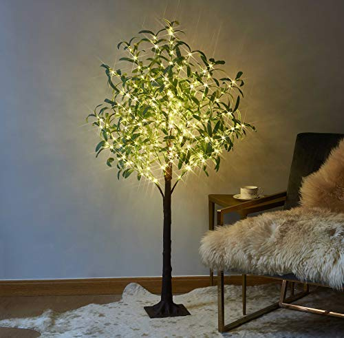 LITBLOOM Lighted Olive Tree 4FT 160 Fairy Lights, Faux Plant Tree with Lights for Indoor Outdoor Home Wedding Party Room Decoration