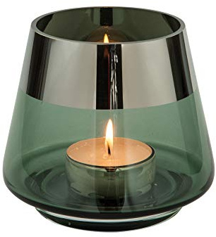 FINK Teelicht - Glas - Tischdekoration - Geschenke für Frauen - grün H 13cm