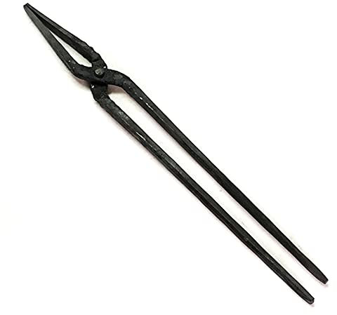 Tenaza de forja Pinzas planas Pinza de herrero Nariz plana Negro 420mm 470g Tenaza de forja Forja del yunque del herrero del ingeniero