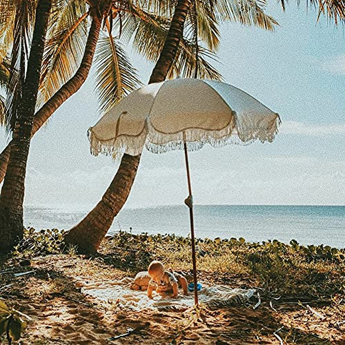 NWB Strandschirm,Holz Hawaii Sonnenschirm Gartenschirm Balkonschirm,Sonnenschutz UV,für Garten,Deck,Schwimmbad,Sandstrand