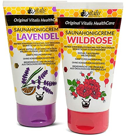2er Set> Vitalis Saunahonigcreme 120 ml Tube Lavendel und Wildrose
