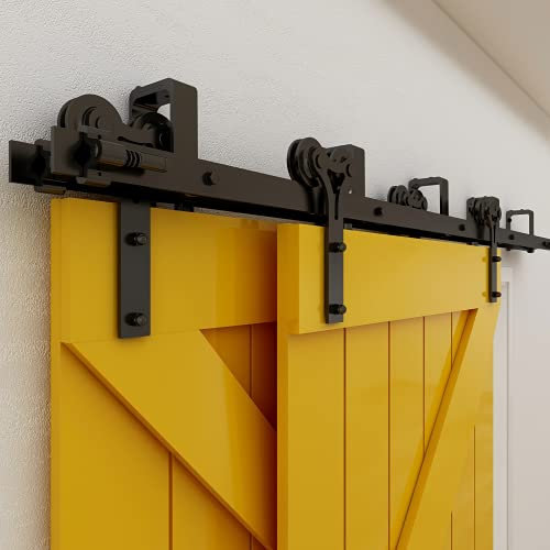 CCJH 5.5FT/167cm Bypass Schiebetürbeschlag Set Laufschienen für Bypass Schiebetürsystem komplettset Y-förm rollen aufhänger rustikal Kit