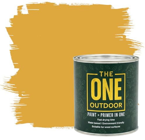 THE ONE Outdoor Paint - Sunflower Yellow, 1 Litre | Durable Exterior Paint for Wood, Metal & Masonry | Weather Resistant Finish
