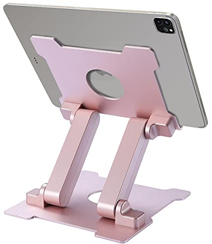AJ advancegin Tablet Ständer Aluminium Verstellbar Tablet Halterung Höhenverstellbare Tablet Halterung Kompatibel mit iPad Pro Air Mini 11 12.9 iPhone 15 Huawei MatePad Galaxy Tab bis 13,5 Zoll-Pink