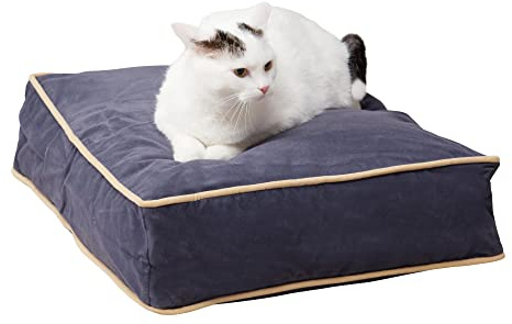 Happy Hounds Willow Rectangle Reversible Pillow Cat Bed, Denim