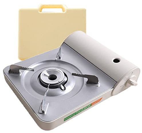 Generic Portable Rechaud Camping Gaz Au Butane Bivouac 2.8kw Rechaud à Gaz Camping à Allumage Électronique Cuisinière à Gaz Extérieure pour Pique-Nique avec Étui de Transport,White,33 * 27.4 * 8.5cm