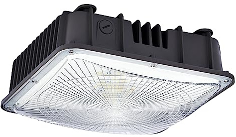LED Canopy Light 80W, 9600lm, 100-277VAC, ETL Listed, 5000K Daylight White, IP65 Waterproof, 10.4 x 10.4, Outdoor LED Gas Station Light Fixture, Carport, Warehouse, Area & Outdoor Lighting - Brown