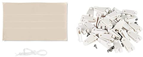 Relaxdays Sonnensegel rechteckig, wasserabweisend, UV-beständig & Windhager Laufhaken für die Befestigung von Sonnensegel oder Seilspannmarkise, 30 STK Set mit Edelstahlschrauben, 10701, Weiß