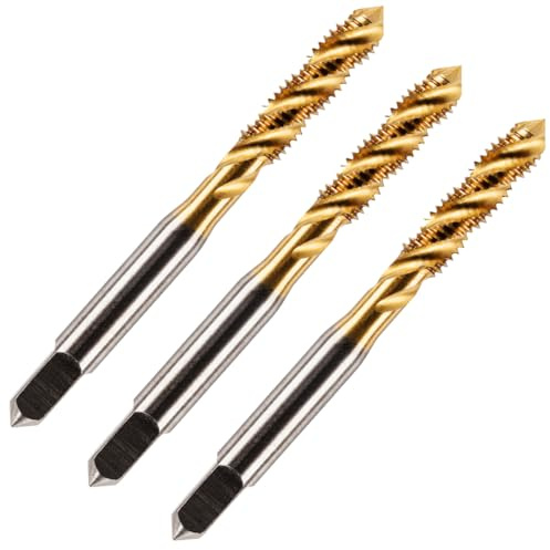 Pack of 3 Rennie Tools - M3 x 0.5 Spiral Flute Tap HSS M2 Titanium (TiN) Coated 3mm Thread. Metric Hand/Machine Screw Tap Metric Coarse. for Tapping Blind Holes.