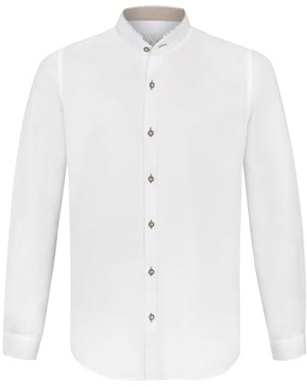 Stockerpoint Herren Reno Trachtenhemd, Weiss grün, 3XL