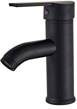 Grifos Grifo de cocina de acero inoxidable, grifos lacados esmerilados mezclador de agua de baño frío y caliente - negro G1/2 Alto/Corto (Tamaño : Grande) Vida interesante
