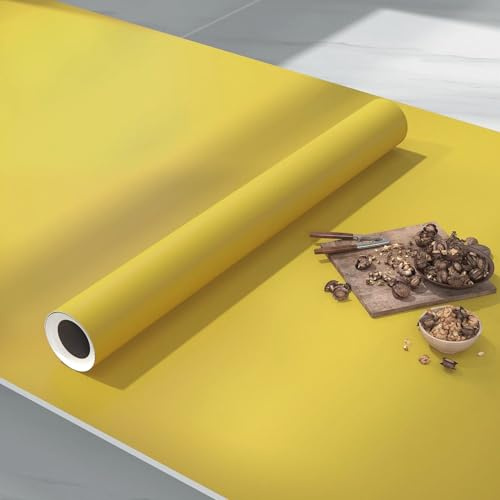 VIOPVERY Papier peint autocollant en vinyle épais pour plan de travail de cuisine - 40 x 500 cm - Jaune uni