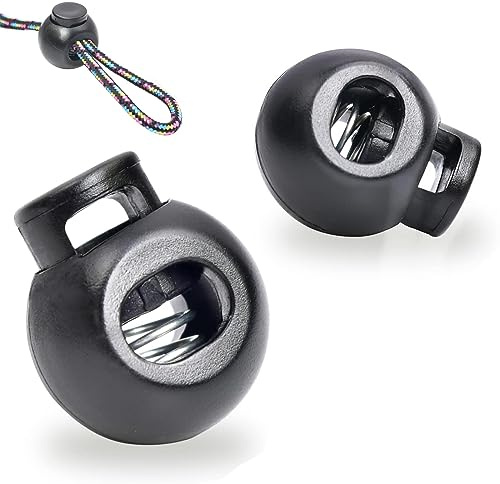 10 Stück 1-Loch Kordel Stopper, bis Ø 5 mm Kordeln, Einloch Kordelklemme aus Kunststoff, Schwarz Schnurstopper, Band Klemme für Jacke Sportkleidung Rucksack Gummikordel Stopper