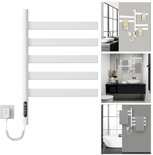 ZOYI 180°Drehung Heizkörper Bad Badheizkörper elektrisch, Elektrischer Handtuchtrockner, Handtuchheizkörper elektrisch, Handtuchwärmer elektrisch, Handtuchhalter elektrisch,220v,140w,Weiß