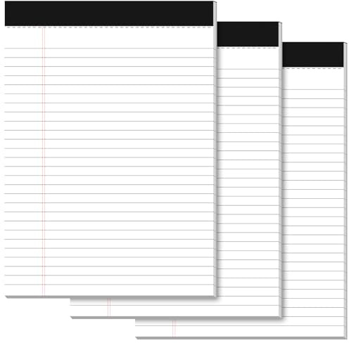 Legal Pads 8.5 x 11 Writing Pads, 3 Pack Note Pads 8.5 x 11 Wide Ruled Pads of Paper, Micro Perforated Notepad 8.5'' x 11'' Lined Paper Pads, Thickness Paper with Strong Cardboard, 30 Sheets per Pad