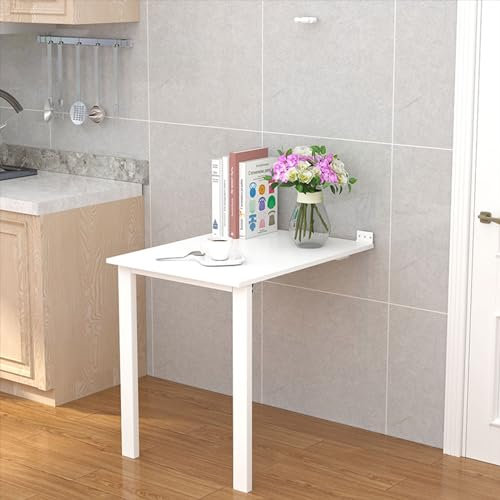 Tavolo Pieghevole a Muro，tavolo a Ribalta，Scrivania Convertibile Pieghevole Salvaspazio da Tavolo con Montaggio a Parete, per Piccoli Spazi, Ufficio, Cucina Domestica, Tavolo da Pranzo ( Color : White