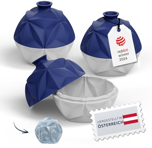 SIOUX Eiswürfelform, Premium Silikon, BPA-frei, ca. Ø 6cm, Dunkelblau-Lichtgrau, 3 Stück Set