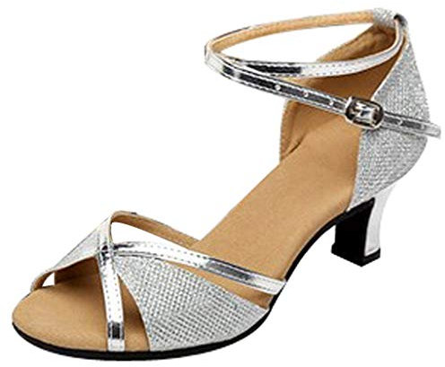 Tanzschuhe Damen High Heels Sexy Pumps Latein Salsa Rumba Tanz Schuhe Glitzer Schuhe Bequem Sommer Sandaletten Elegant Absatzschuhe Blockabsatz Charakterschuhe Riemchen Sandalen Peep Toe Sommerschuhe