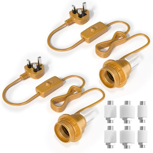 BrightArk Bottle Lamp Kit, Bottle Lamp Adaptor kit UK Plug, E27 Table Lamp Fittings Bulb Holder, Bottle Lamp Conversion Kit,DIY Lamp Making Kits,60W Bottle Light Fittings for Lamps Electric, 2-Pack