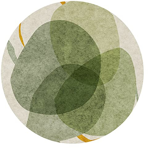 Traditioneller Orientteppich, runder Teppich, Farbiger Teppich, trendig, abstrakt, geometrisch, grün, Durchmesser 2,0 m