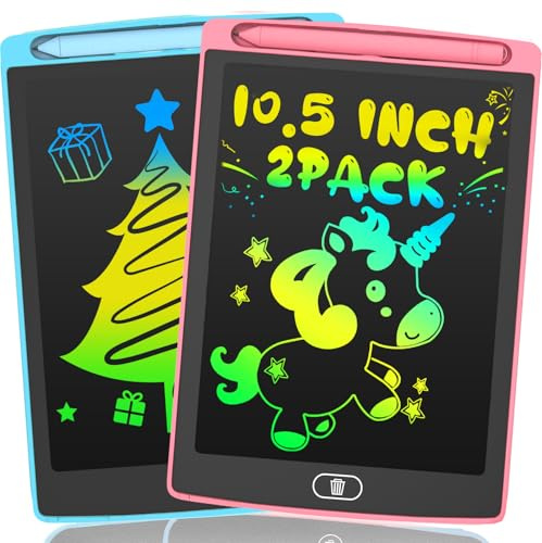LCD Schreibtafel Spielzeug für Kinder 10.5 Zoll, 2er-Pack Maltafel,Spielzeug für Kinder, Bunte Kritzeleien, Geschenke für 3-8 Jährige Mädchen Jungen