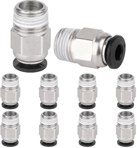 10 Stück PC4-M10 Stecker,PC4-M10 Gerade Pneumatikkupplung | PC4-M10 Pneumatik Verbinder, PC4-M10 Gerader Pneumatischer Anschluss für 3D-Drucker, Schnellverschraubung, Gewinde M10
