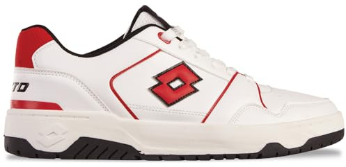 Lotto BOXSCORE - Sneaker Unisex, Taglia 46 EU, Colore: Bianco/Rosso, Bianco Rosso, 46 EU