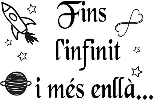 Docliick® Vinilo de pared decorativo en Catalán FINS L'INFINIT I .. Pegatinas de pared decorativa de frases celebres.Vinilo decorativo decoración hogar Docliick DC-115-CAT