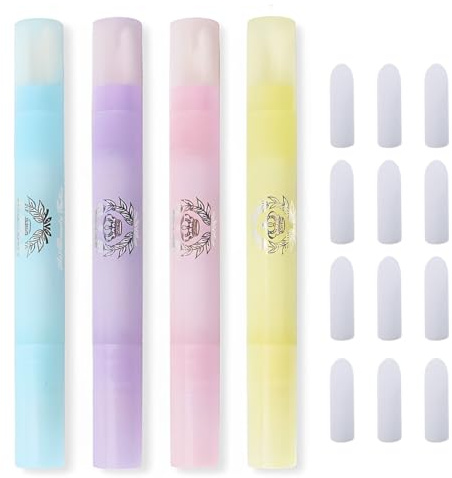 EIHI 4 Stück nagellackentferner stift mit Baumwollköpfen, nagellack korrekturstift Nail Art Maniküre Korrekturstifte, Nagellack Korrekturstift mit 12 Austauschbaren Ersatzspitzen