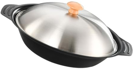 IMIKEYA Double Frying Pan Wok Lid for Induction Hob for Chinese Hot Pot and Stir Fry Household Kitchen Accessory