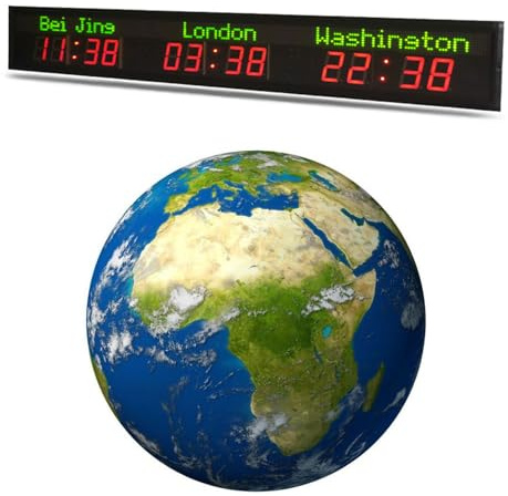 CASEGO Orologio da Parete con Ora Mondiale della Città 3/4/5/6, calibrazione Automatica, Orologio da Parete Grande Mondiale a LED, Fuso orario Personalizzato annuale (3time)