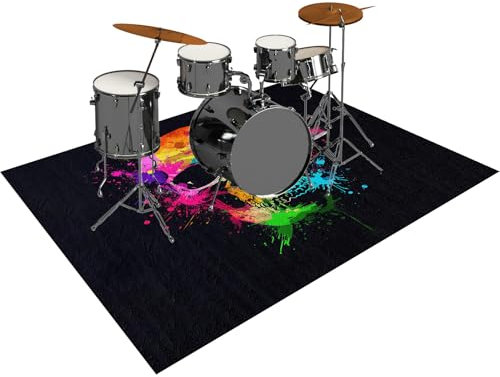 Schlagzeug Teppich Schallschutz Teppich Drumteppich Schallschutzmatte Boden Schutzmatte Drum Rug Matte Schlagzeugteppich Quadratische rutschfeste Trommel Teppiche für Bass Drum Snare 230 x 200 cm