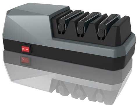 CATCHLUCK Afilador de cuchillos eléctrico profesional con 3 niveles y disco de diamante, automático para todo tipo de cuchillos