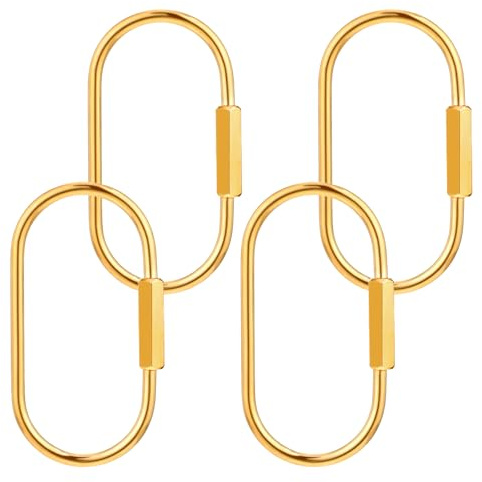 Telooco 4 Stück Schlüsselring Gold Messing Schlüsselanhänger Goldene Schlüsselringe mit Schraubverschluss Spannschloss Key Ring Karabinerhaken Karabiner Geldbörsen Taschenanhänger für Handtaschen