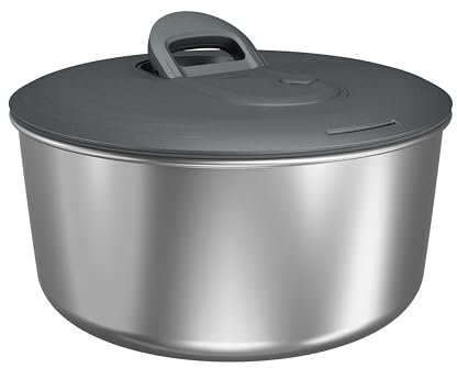 Zyliss Centrifugadora de Ensaladas Easy Spin de Acero Inoxidable de Gran, 6L, Secador de Lechuga con Cordón, Botón de Freno, Base Antideslizante, Apta Para Lavavajillas, Libre de BPA